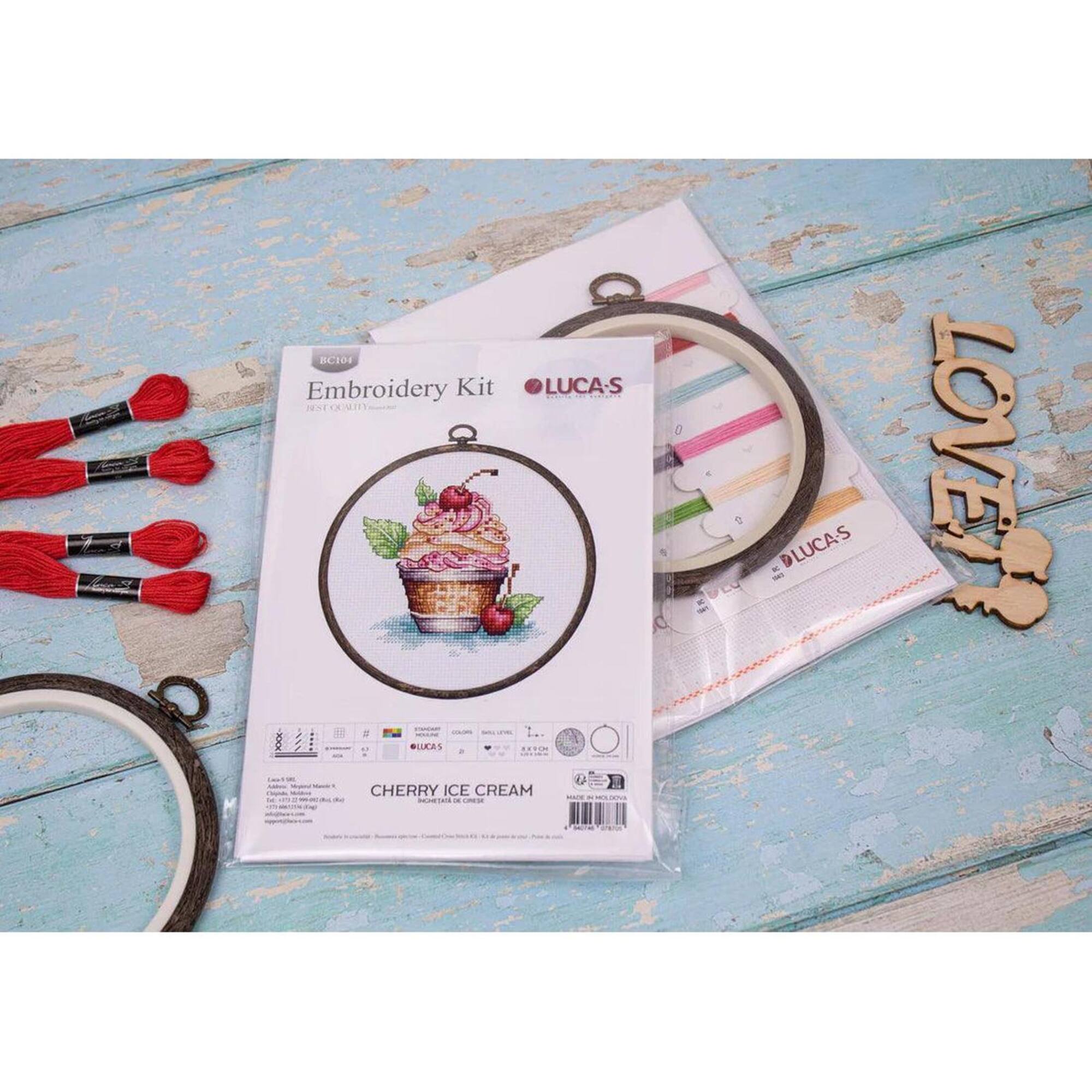 Luca-S Cherry Ice Cream Counted Cross Stitch Kit
